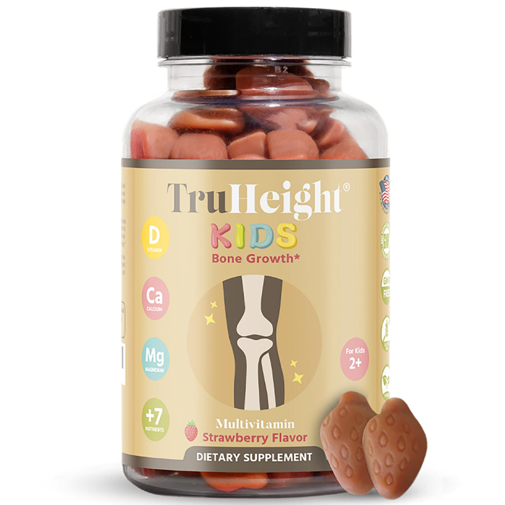 TruHeight Kids Bone Growth Gummies – Strawberry (Ages 2+) D3, K2, Calcium