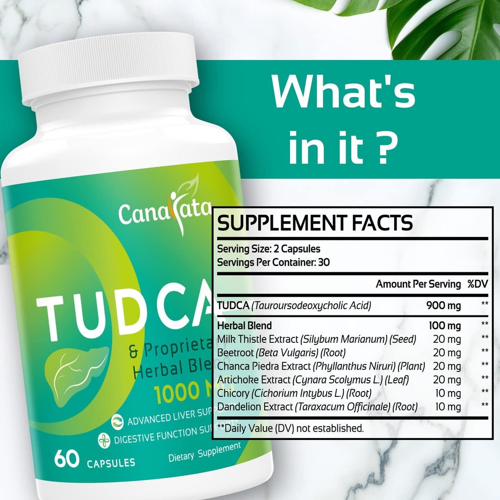 TUDCA Liver Support 1000mg - 60 Vegan Capsules | Milk Thistle & Herbal Blend