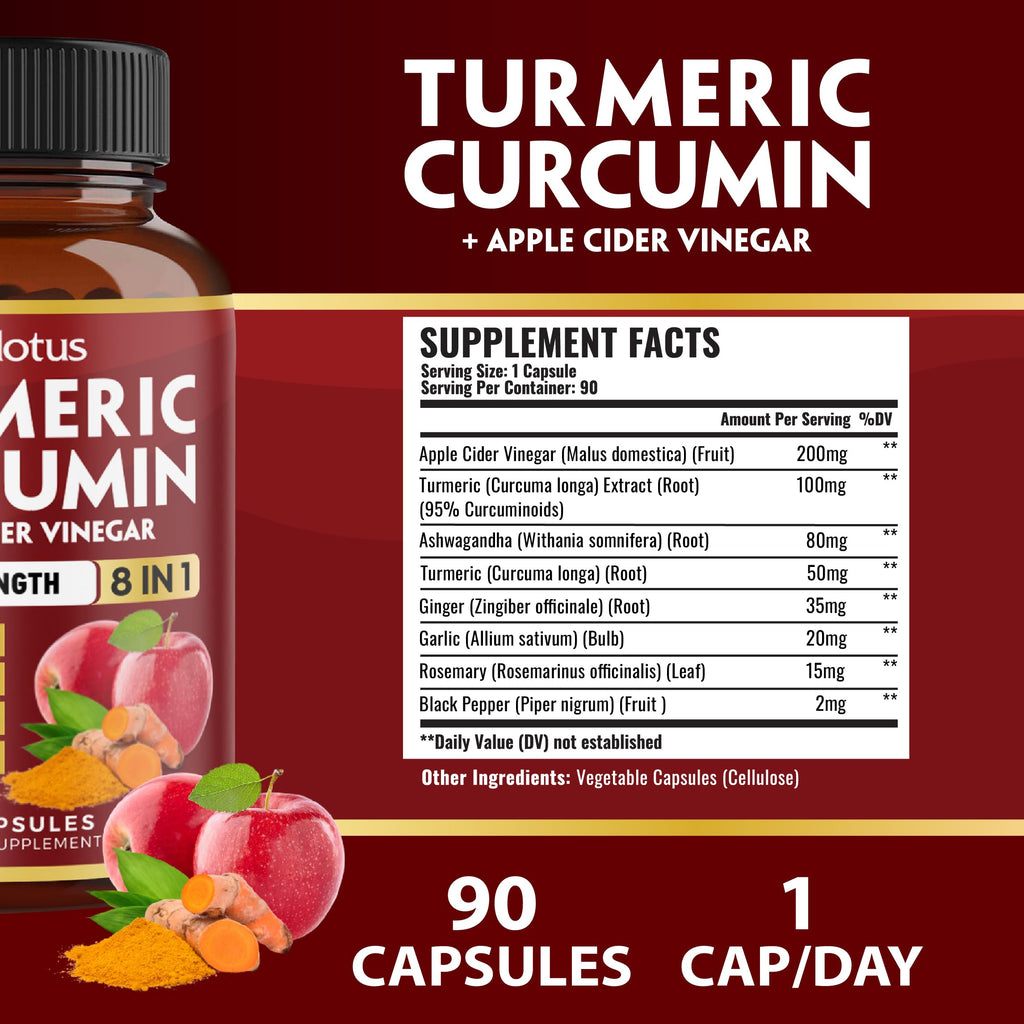 7 in 1 Turmeric Curcumin + Apple Cider Vinegar Capsules – 3 Month Supply
