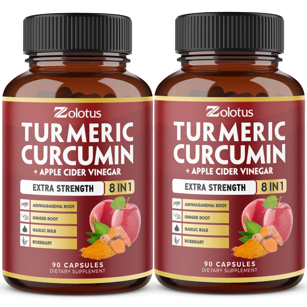 2 Packs Turmeric Curcumin 90 Capsules + Apple Cider Vinegar – 6 Months, 95% Curcuminoids
