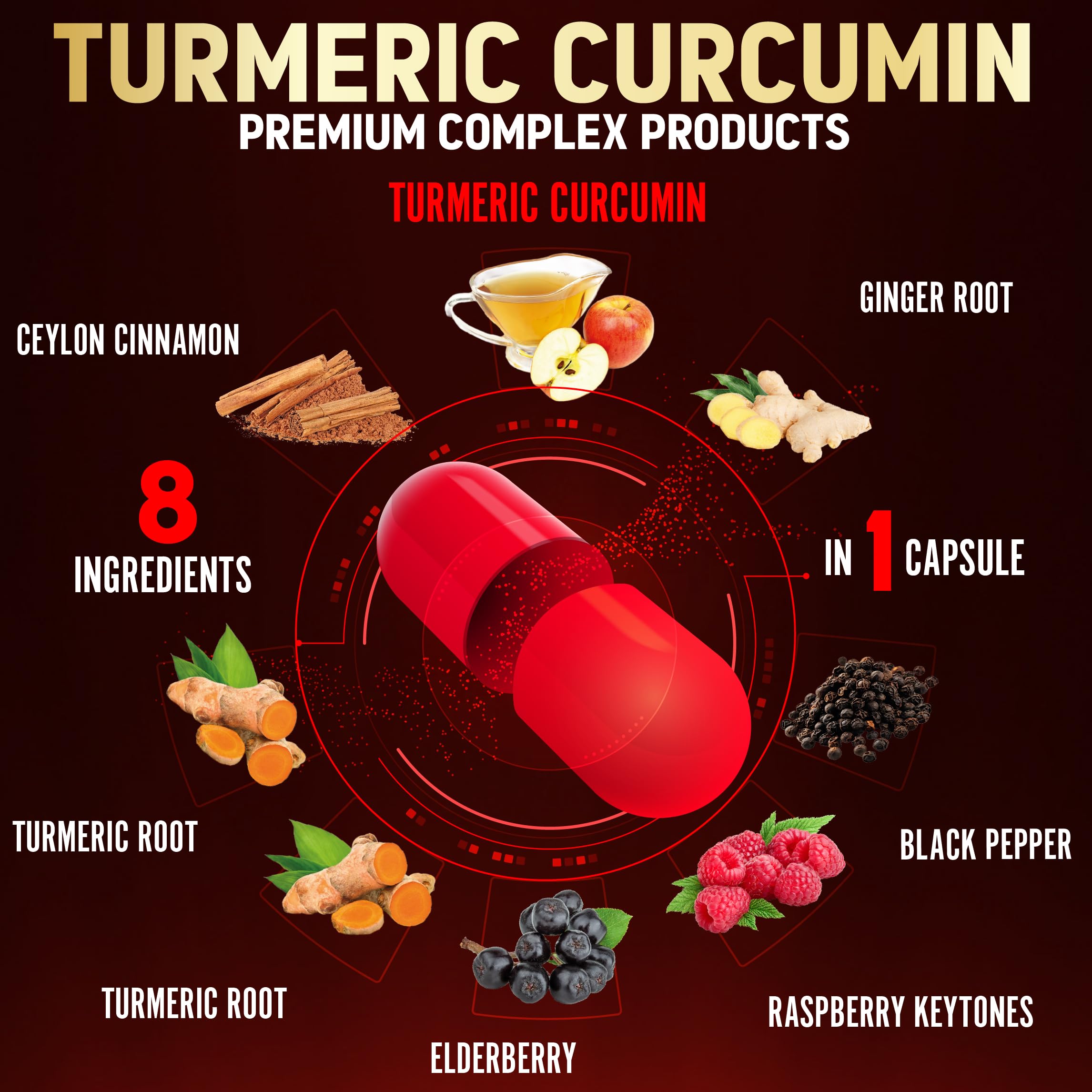 2 Packs Turmeric Curcumin 90 Capsules + Apple Cider Vinegar – 6 Months, 95% Curcuminoids