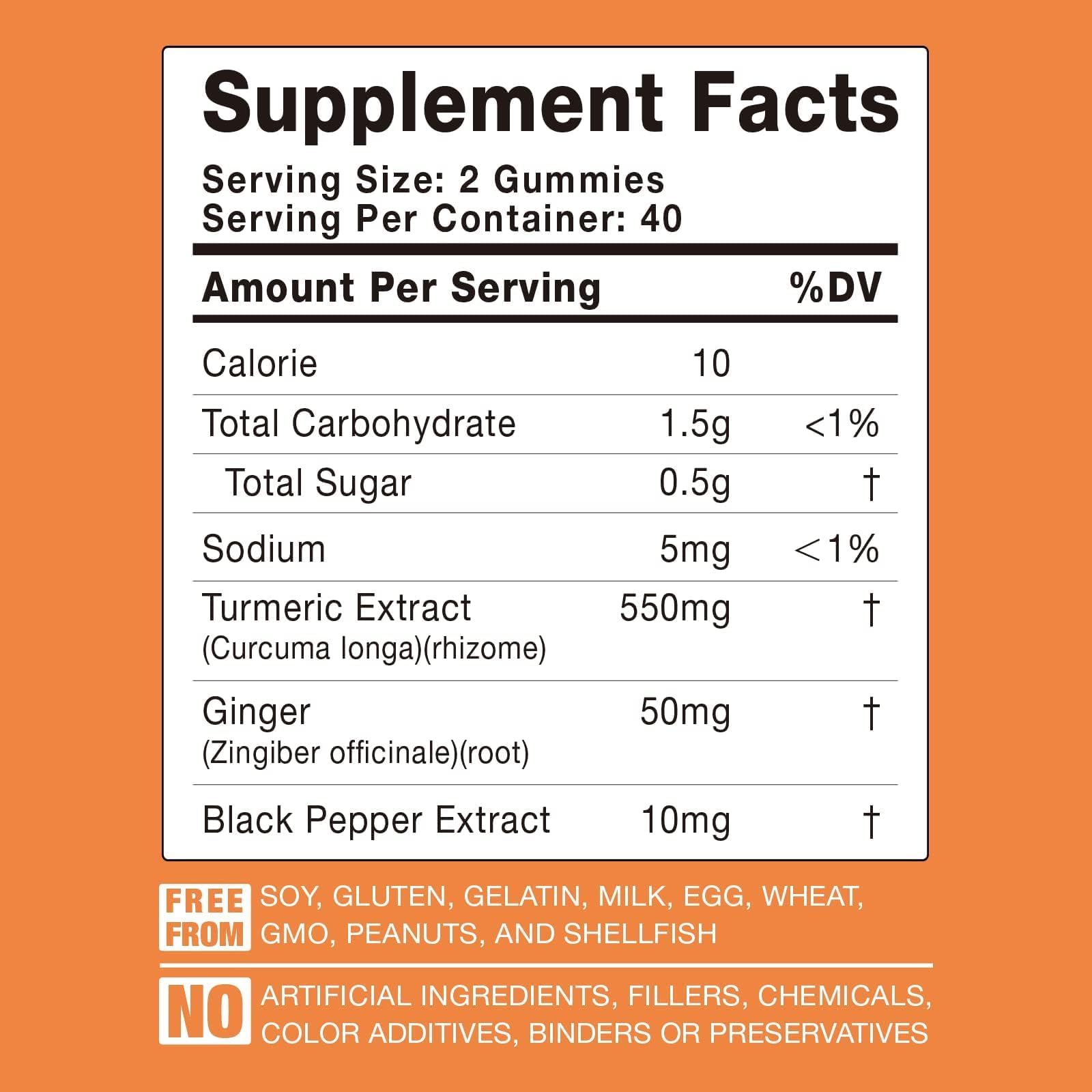 Turmeric Curcumin Gummies with Ginger & Black Pepper – 3 Pack (Vegan, Organic, Gelatin-Free)