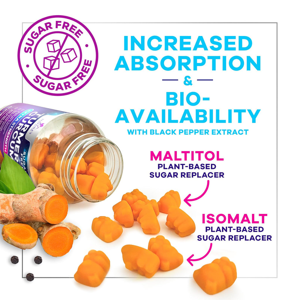 Turmeric Curcumin Gummies Sugar Free 95% Curcuminoids, Black Pepper, Peach