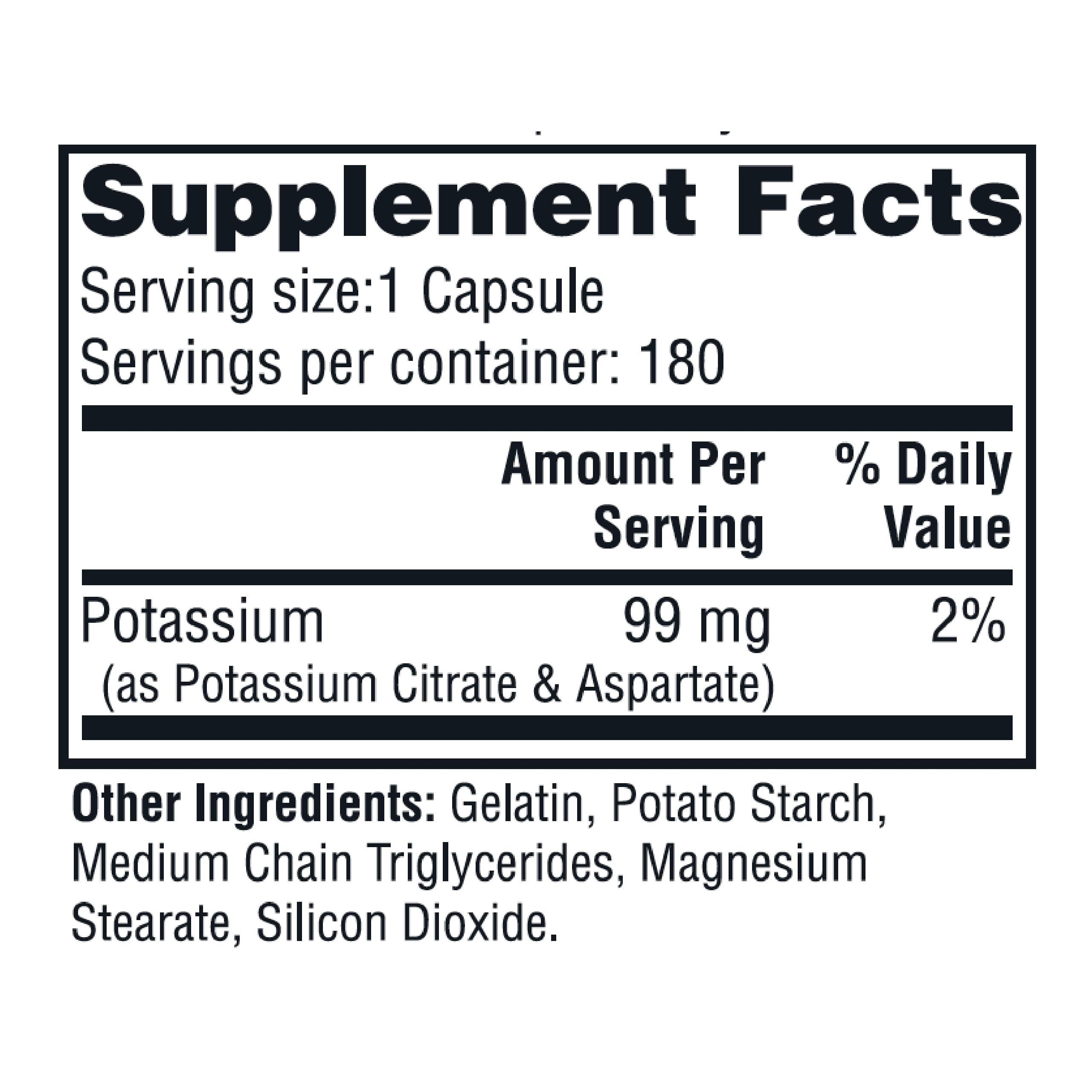 Twinlab Potassium Caps - Electrolyte Support for Heart & Muscle Health (180 Capsules, Pack of 2)