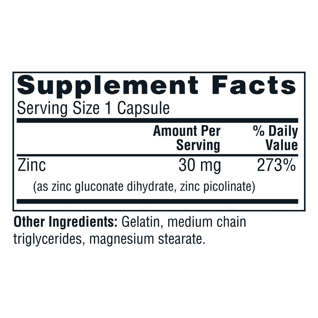 Twinlab Zinc Caps – Immune Support (Zinc Picolinate & Gluconate), 30mg, 100 Caps, 2 Pack