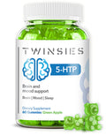 Twinsies 5-HTP Gummies 200mg for Sleep, Mood & Brain Health – Green Apple L-Tryptophan Chews (60) | Gluten-Free & Non-GMO