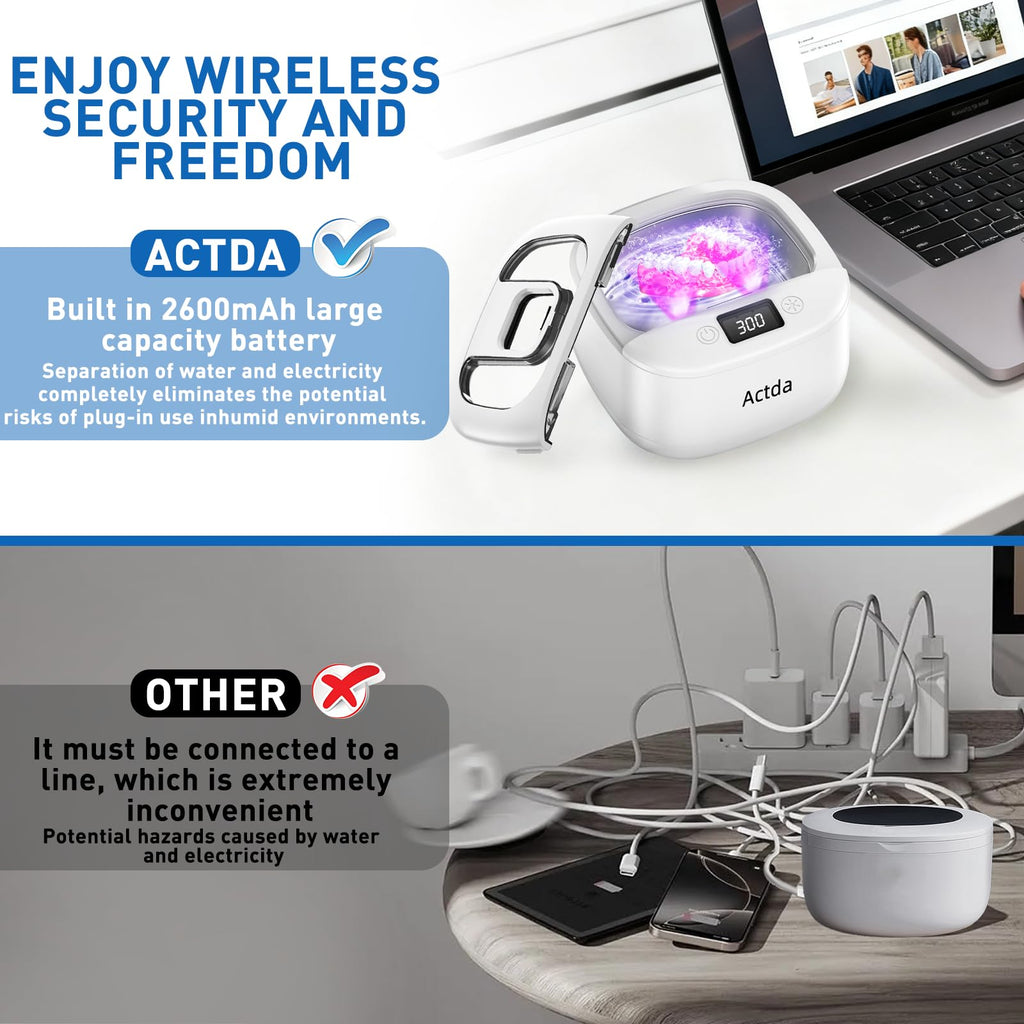Wireless Ultrasonic Retainer Cleaner – Sonic Dental Cleaning Machine
