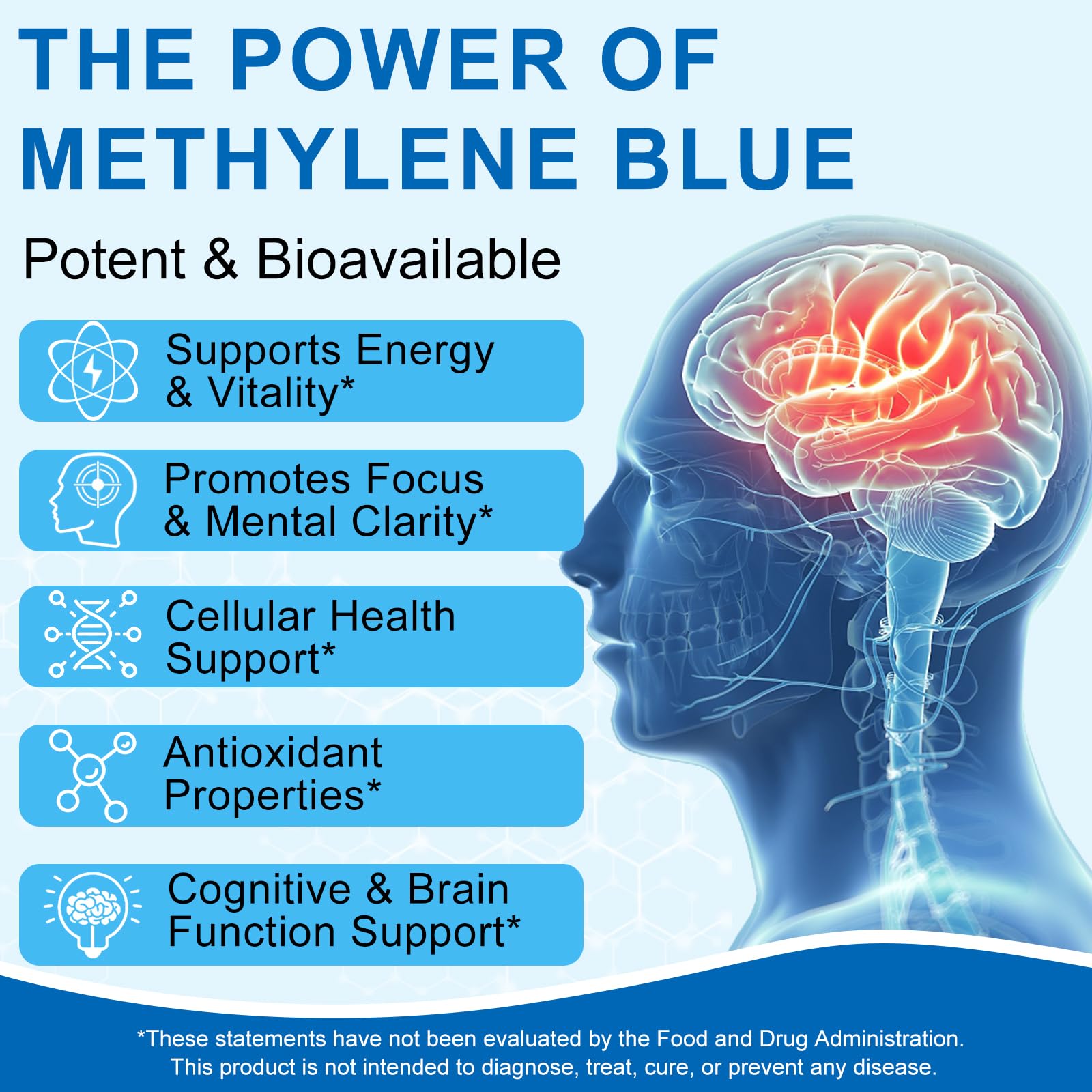 Ultra Methylene Blue 1% Solution | Pharmaceutical Grade USP | Cognitive Function & Cellular Energy Support | Formaldehyde-Free | 60ml (2 Fl Oz)
