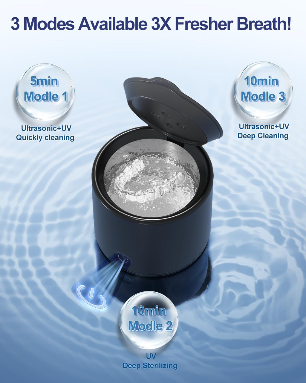 Ultrasonic Retainer Cleaner, 48kHz Denture Cleaner, Retainer Cleaning Machine for Denture, Retainer, Aligner, Jewelry, Mouth Guard, Brace, Toothbrush, Pacifier, Razor, 3 Modes Jewelry Cleaner 200ML