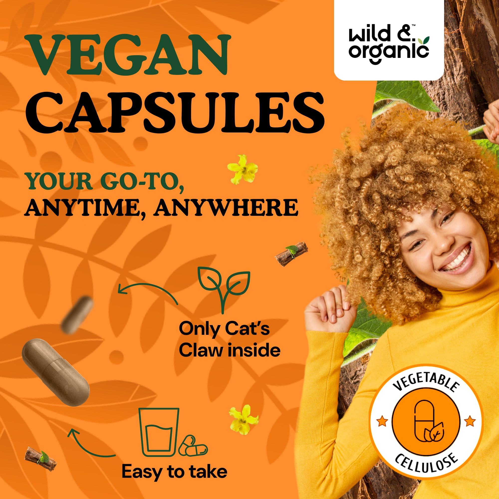 Wild & Organic Cat's Claw Capsules 1000 mg – 60 Day Immune Support