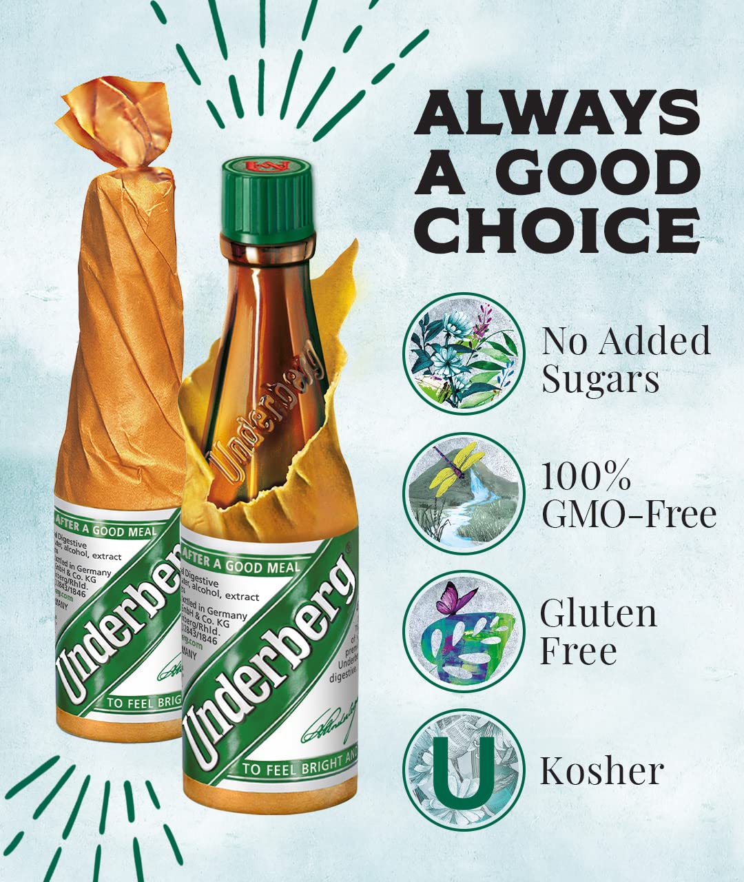 Full Case of Cardboard 12 Packs (120 Total) 120 Bottles Liquid by Underberg
