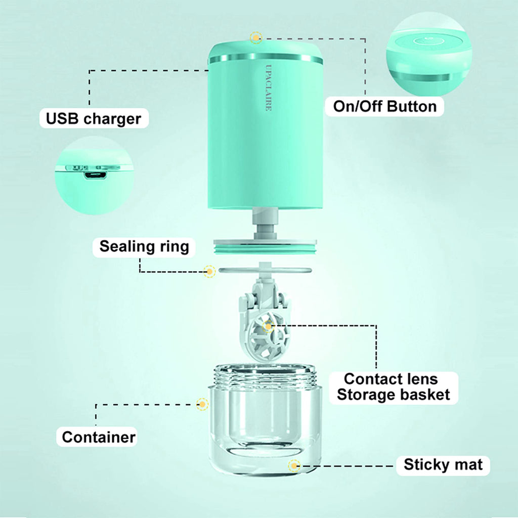 UpaClaire Ultrasonic Contact Lens Cleaner – Intelligent Cleaning Machine for Soft & RGP Lenses (Green)