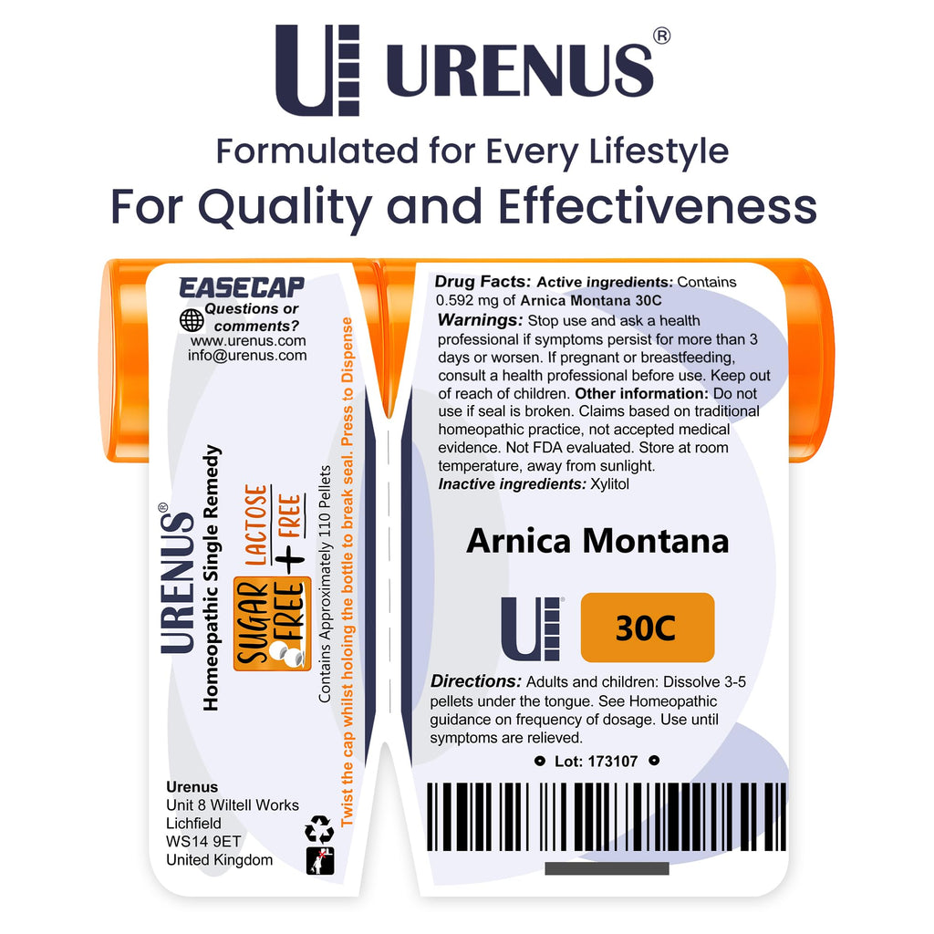 Arnica Montana 30C Sugar Free Lactose Free Homeopathic Remedy - 110 Pellets | Urenus