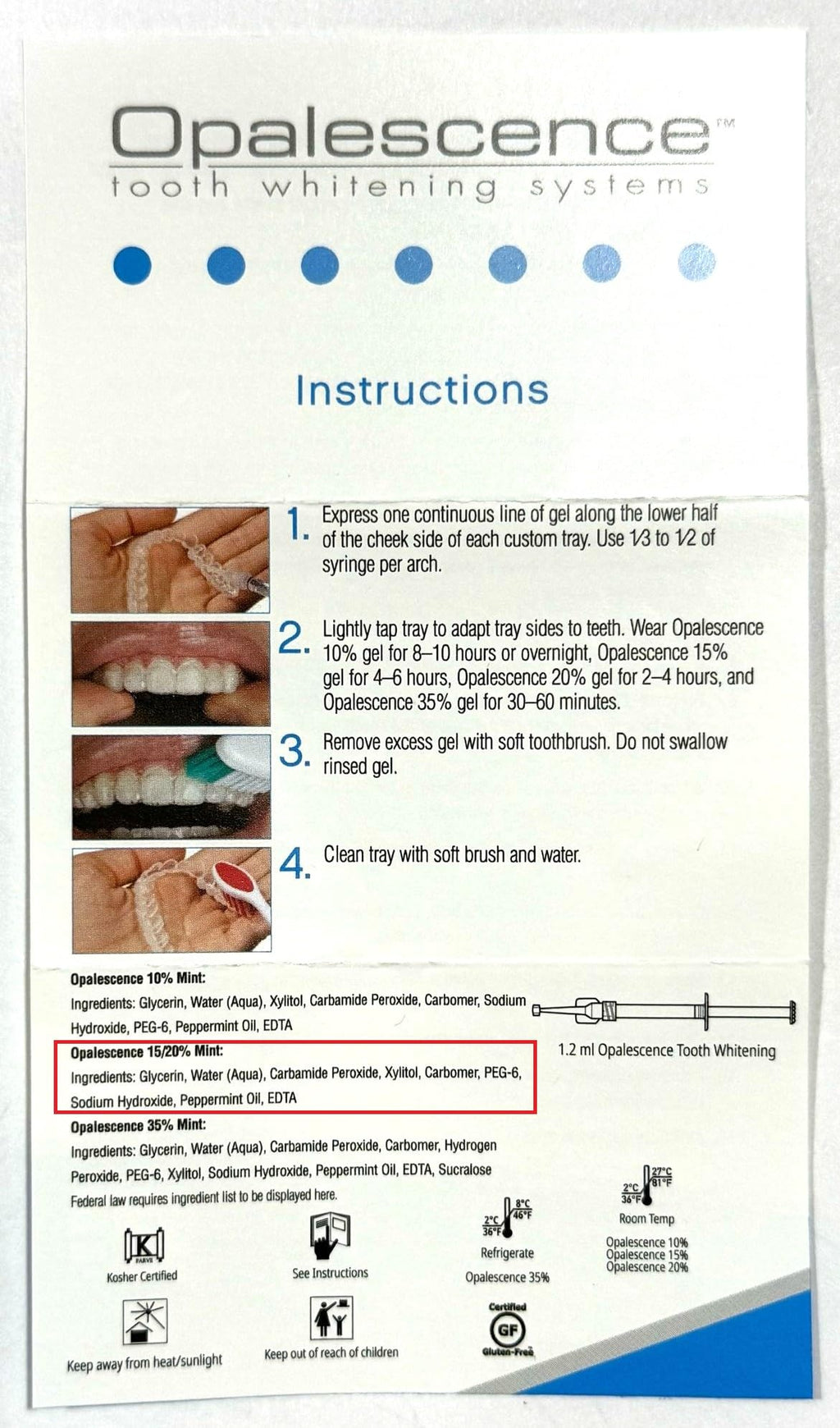 Opalescence 20% Teeth Whitening Refill Kit (4 Syringes) – Ultradent Mint