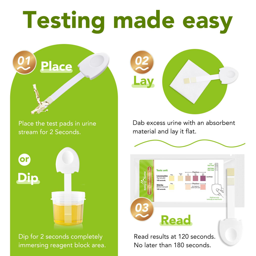 Easy@Home UTI Test Strips for Women – Leukocytes & Nitrites – 12 Pack OTC
