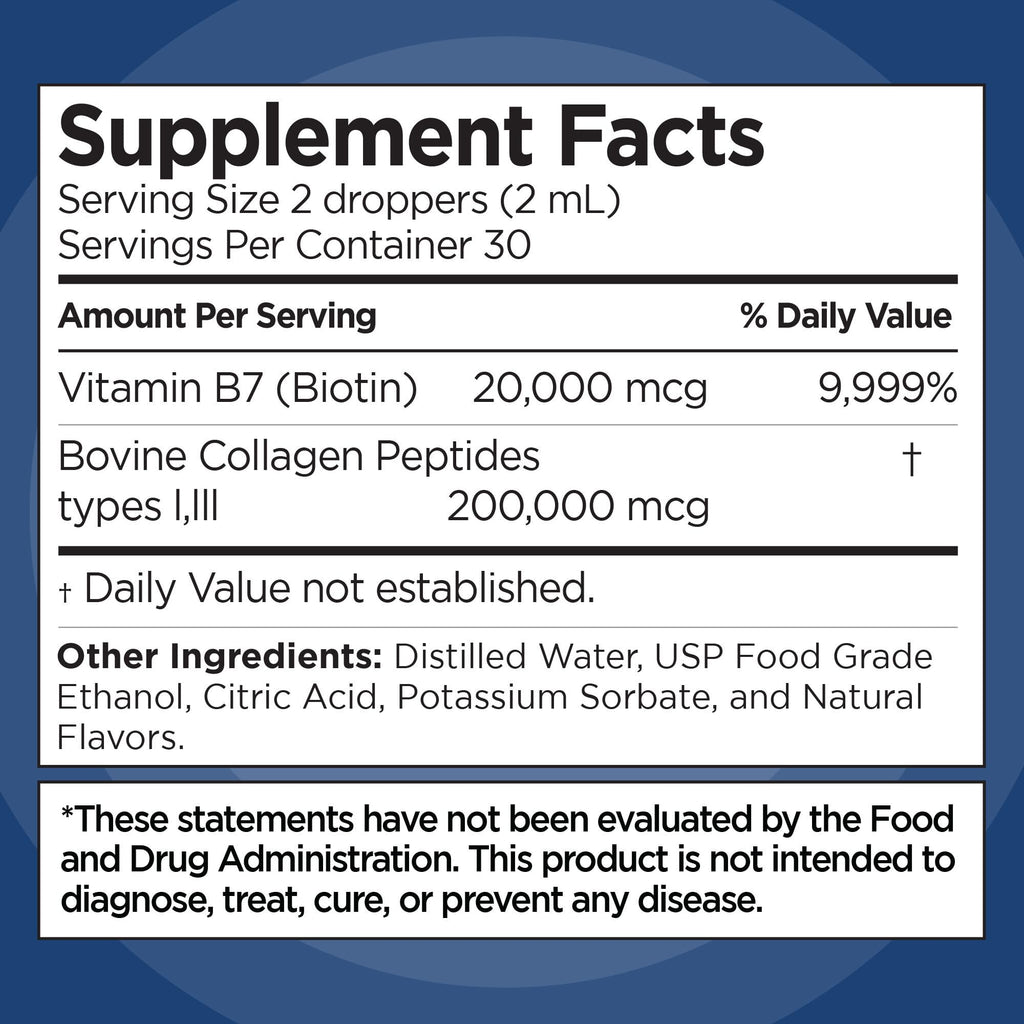 Liquid Collagen & Biotin for Hair, Skin & Nails – Vanilla, 2 Fl Oz