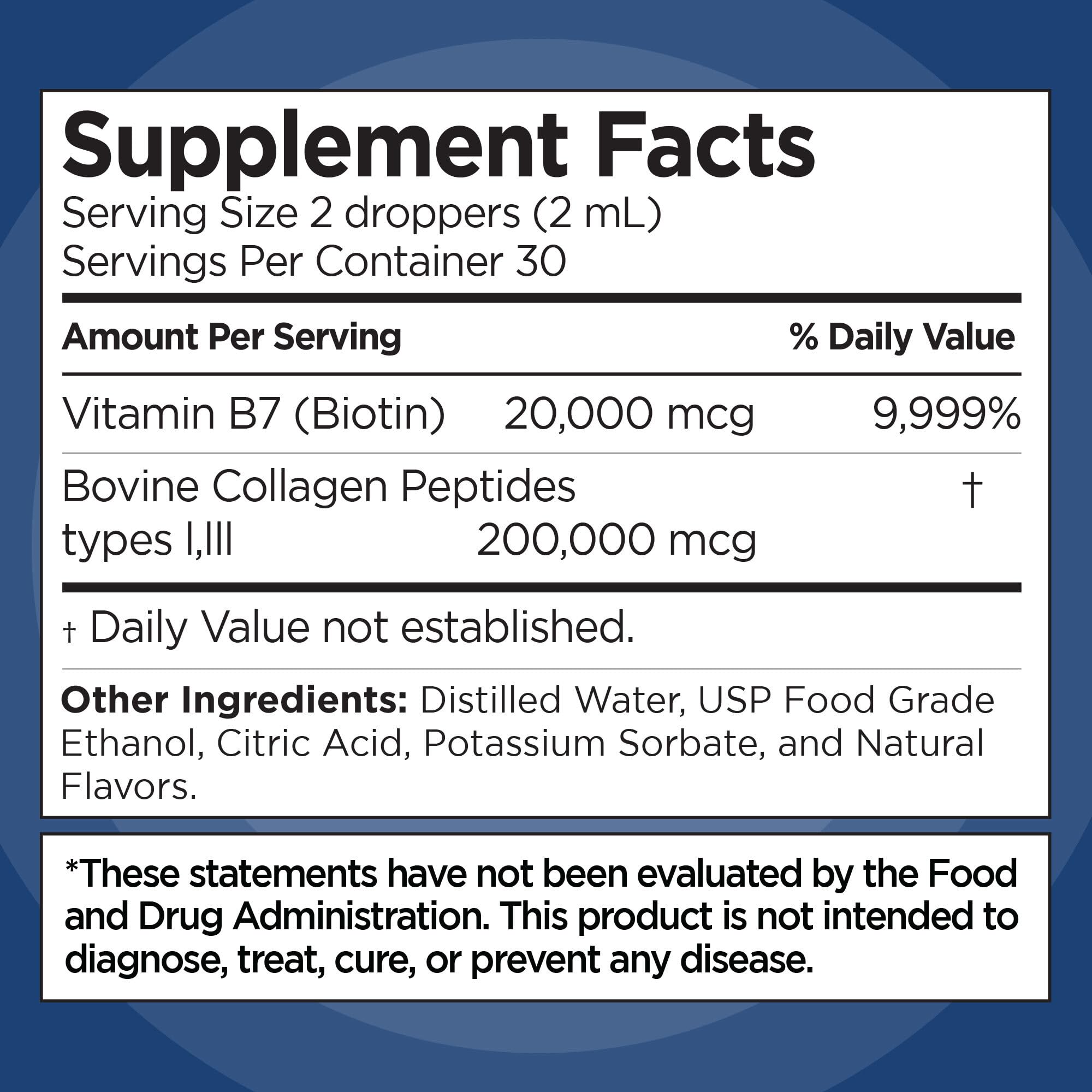Liquid Collagen & Biotin for Hair, Skin & Nails – Vanilla, 2 Fl Oz