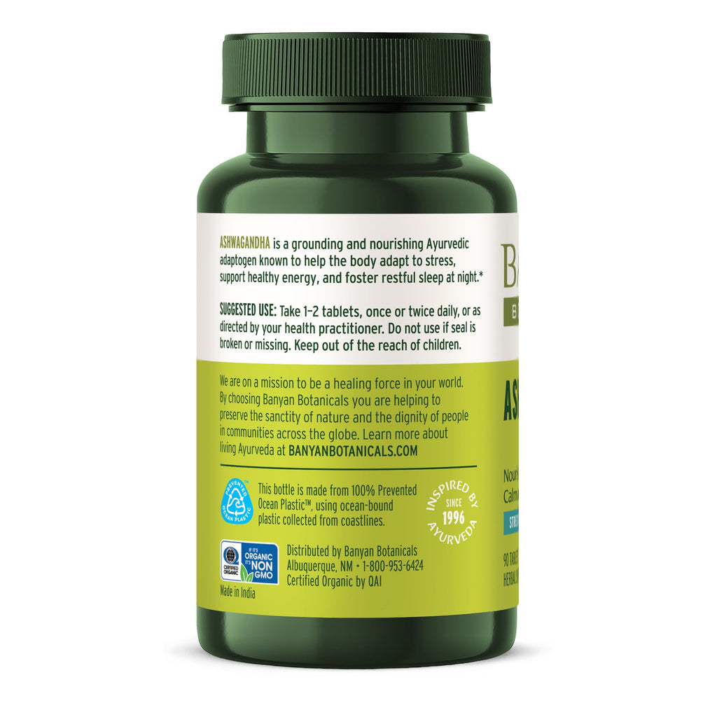 Banyan Botanicals 1000mg Ashwagandha Tablets – Organic Ashwagandha Root, Non-GMO, Vegan | 90 Tablets