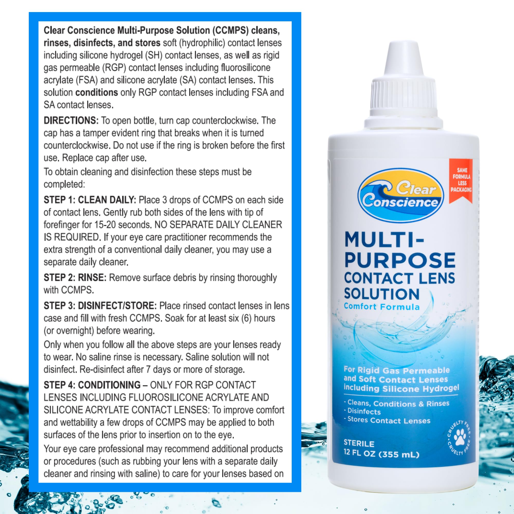 Cruelty-Free Contact Lens Solution 12oz – Clear Conscience (3 Pack)