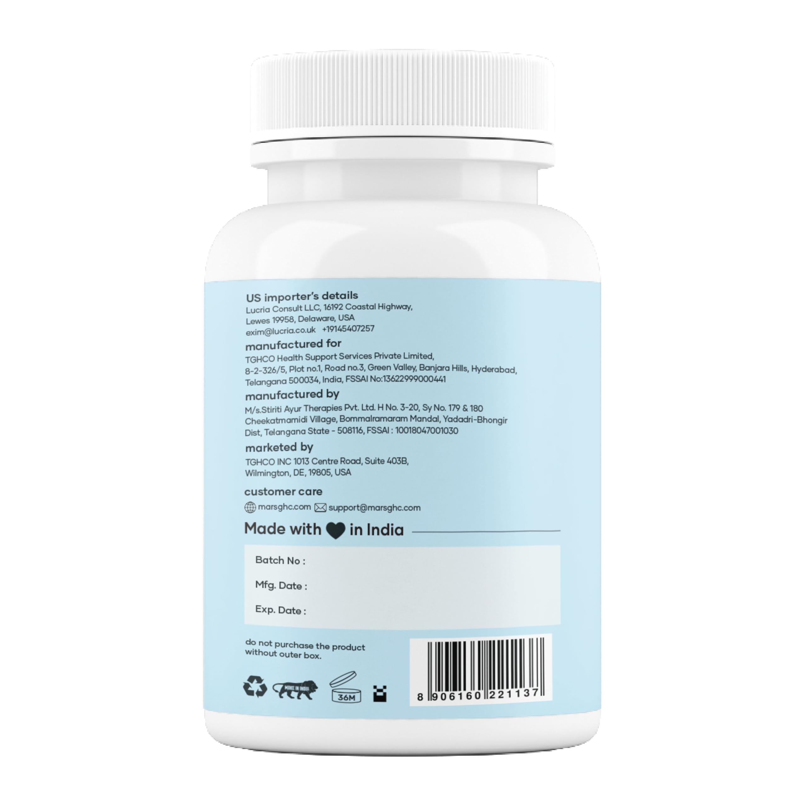 Mars Surge Natural Sea Moss Caps (60N) by GHC – 84 Minerals + Black Seed Oil | Overall Well Being | Pack of 1