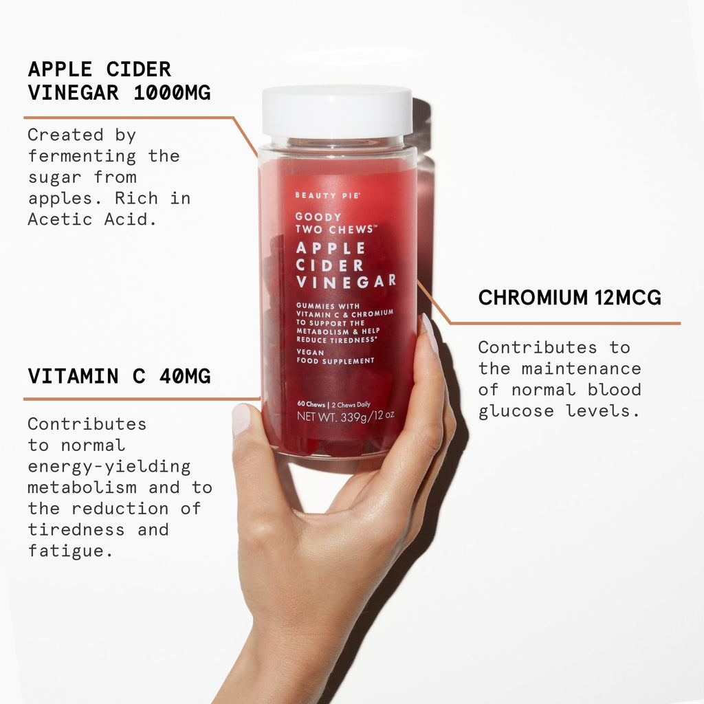 Beauty Pie Goody Two Chews Apple Cider Vinegar Gummies – ACV, Vitamin C & Chromium (60 Vegan Gummies)