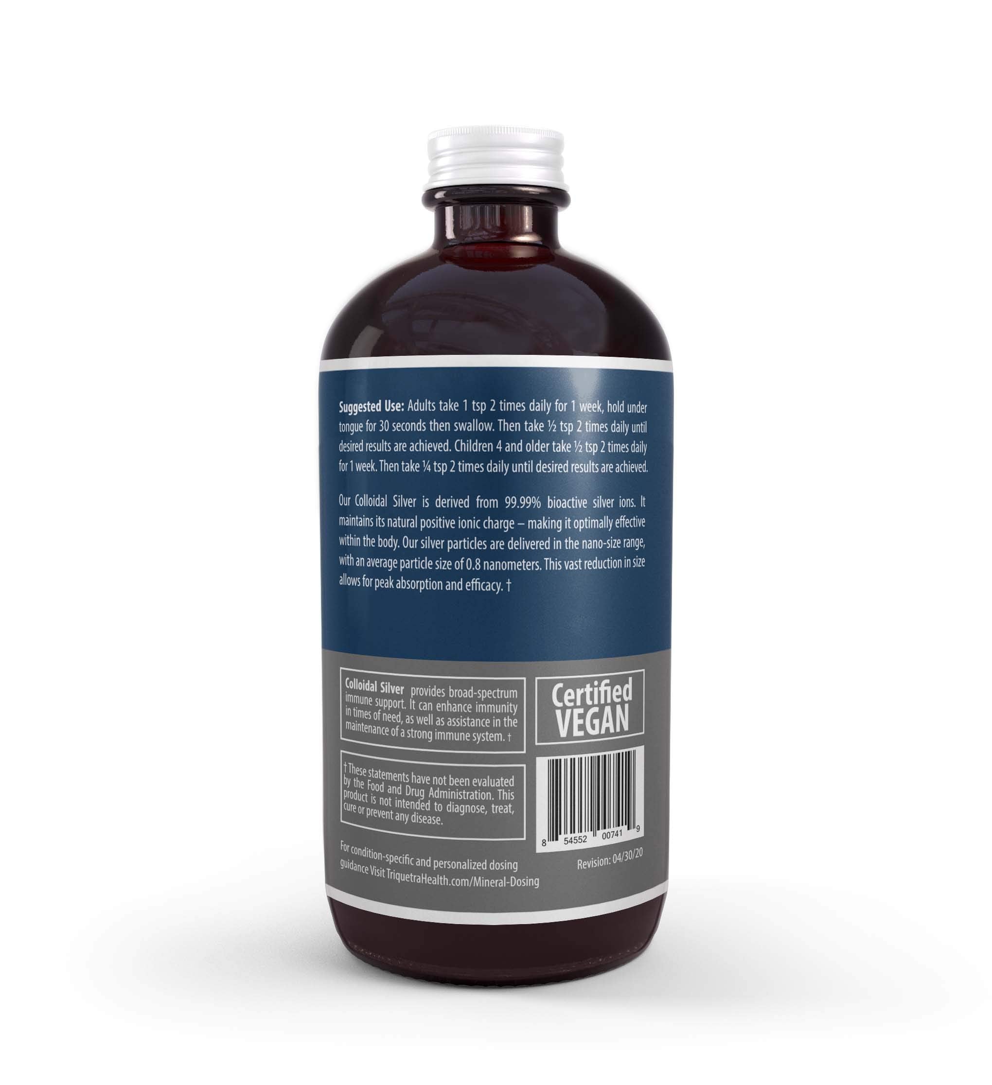 Bioactive Colloidal Silver 8 oz – Glass Bottle, 30 PPM, Immune Support