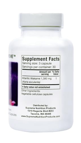 Supreme Nutrition Alaria Supreme Wakame Capsules - 90 Pure Atlantic Wakame, Vegetarian