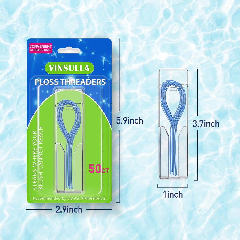 VINSULLA Floss Threaders for Braces, Bridges & Implants – 400 Count (Pack of 8)