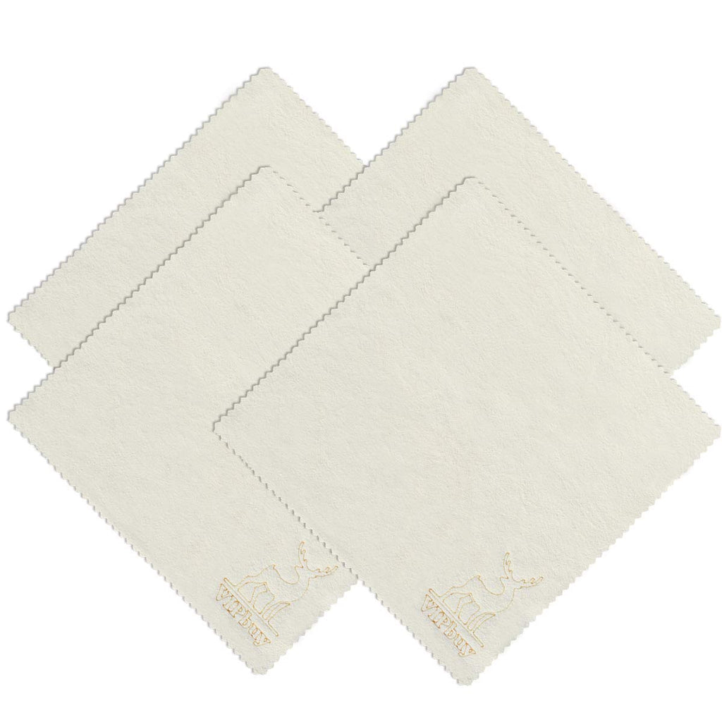 VIPbuy 4 Pack 6x6 Natural Chamois Glasses Cleaning Cloths – Scratch-Free, Ultra Absorbent
