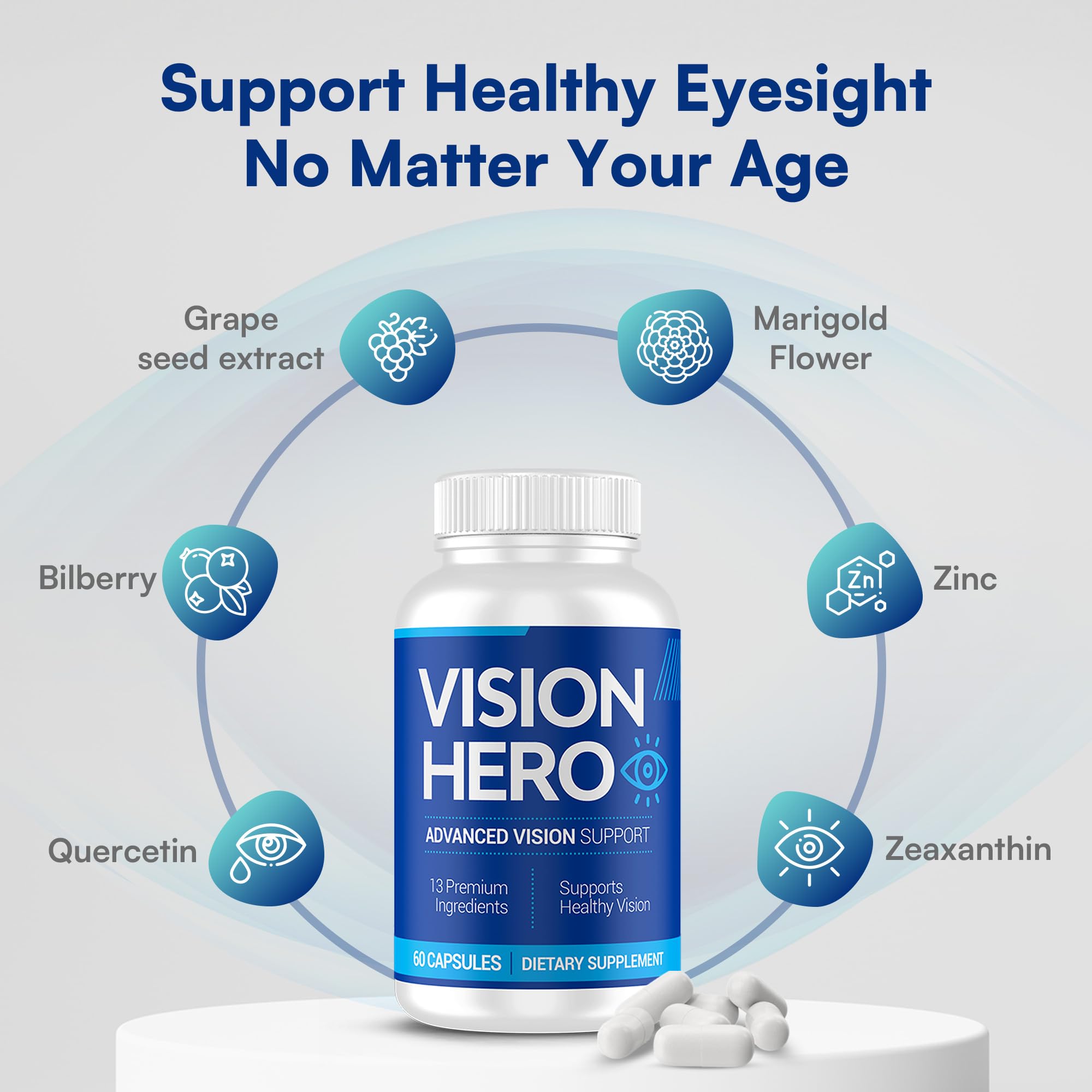 Vision Hero Advanced Vision Support – Eye Health Supplements for Adults (60 Capsules)