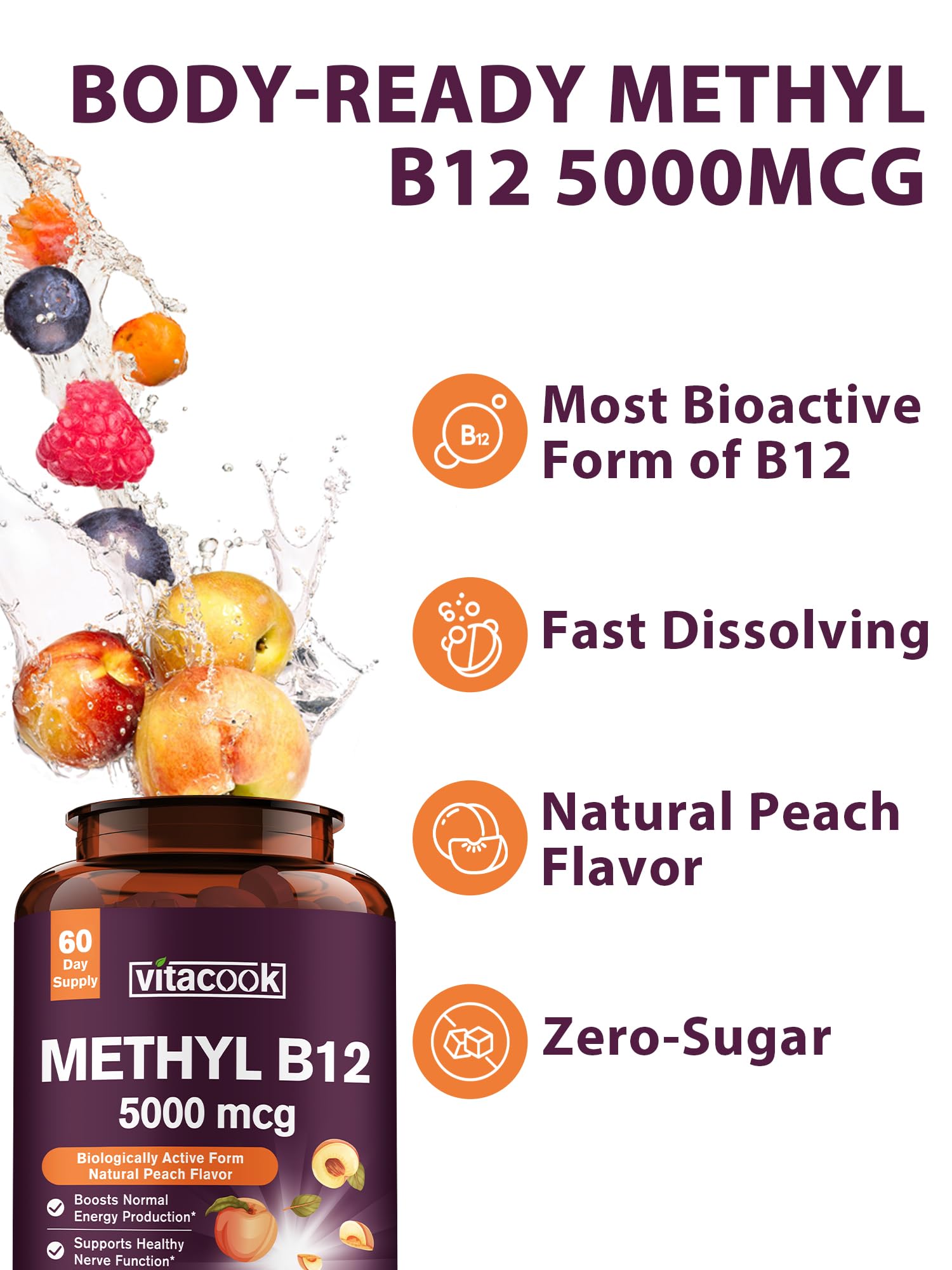 Vitamin B12 Sublingual 5000mcg — Methylcobalamin for Energy & Nerve