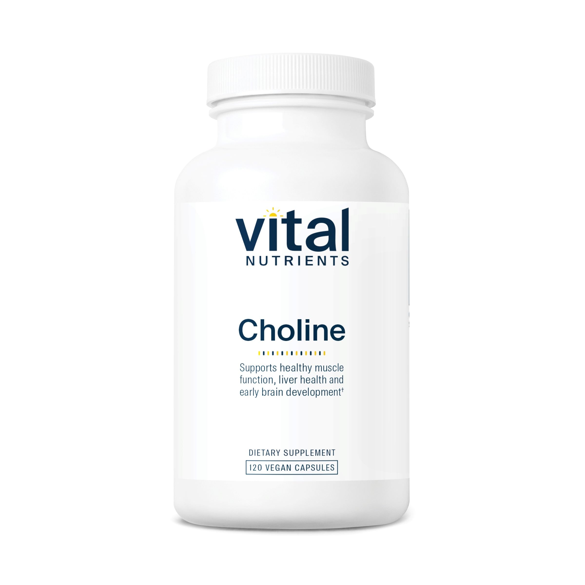Vital Nutrients Choline 550mg – Vegan, Non-GMO, 100% RDA | 120 Capsules