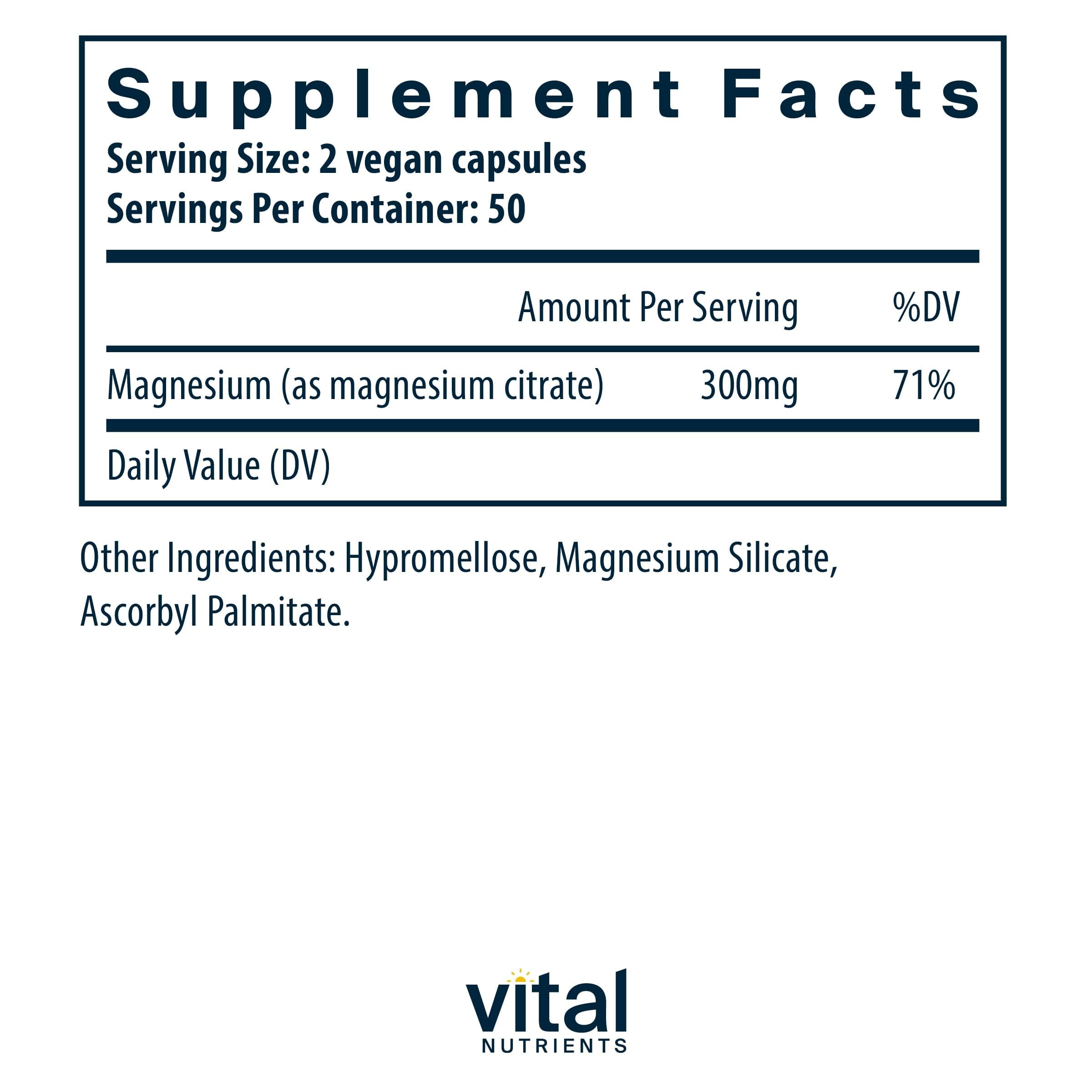 Vital Nutrients Magnesium Citrate 150mg | Sleep, Relaxation & Muscle Support | Vegan, Gluten-Free | 200 Capsules (Pack of 2)