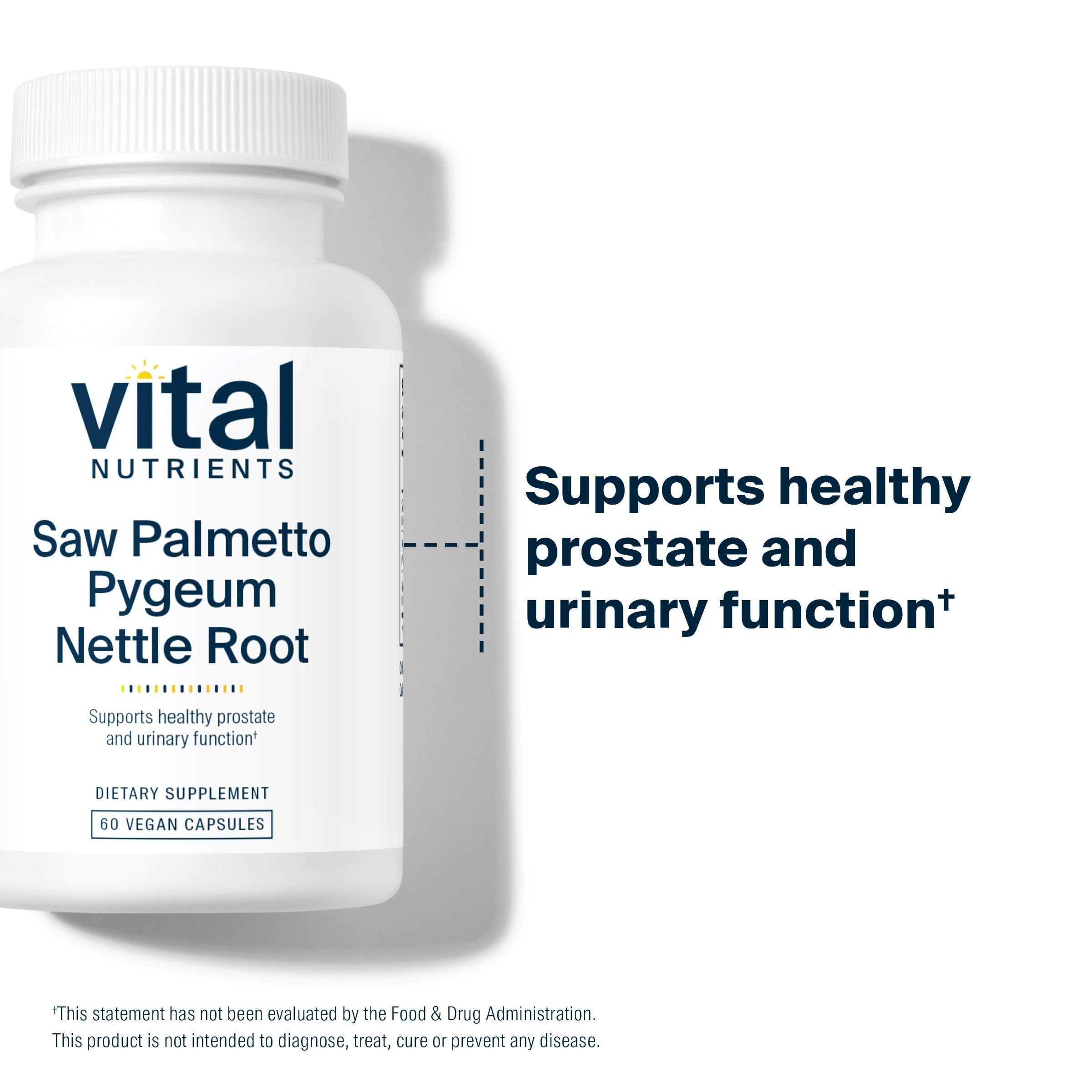 Vital Nutrients Saw Palmetto with Pygeum & Nettle Root – Vegan Prostate Support, 60 Capsules