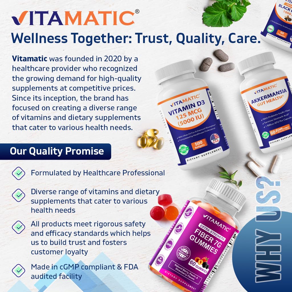Vitamatic Akkermansia Muciniphila Gut Health - 60 DR Capsules (Delayed Release) - Prebiotic Inulin