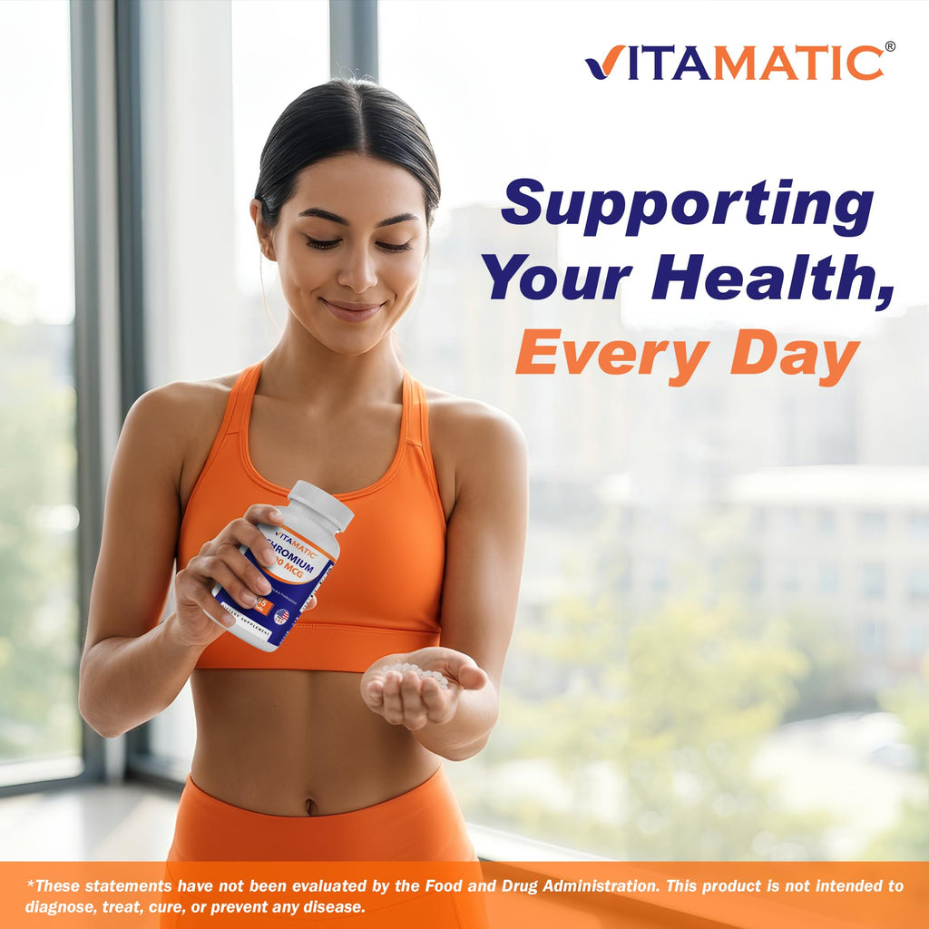 Vitamatic Chromium 1000 mcg – 365 Tablets | High Potency Picolinate | Non-GMO, Gluten Free