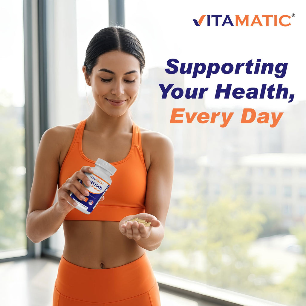 Vitamatic Cortisol Health Support - 90 Veggie Capsules | Adaptogenic & Nootropic