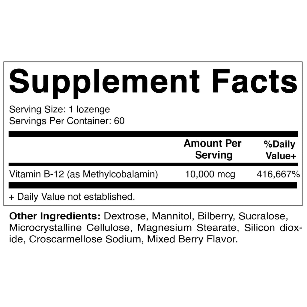 Vitamatic Methyl B12 10,000 mcg – 60 Lozenges | Energy & Nerve Health