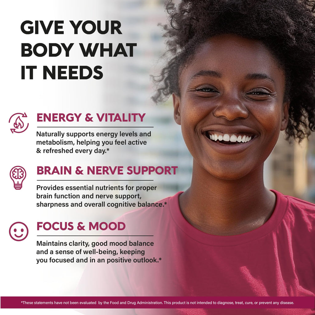 Vitamin B Complex for Men & Women – Made in USA – 120 Vegan Capsules