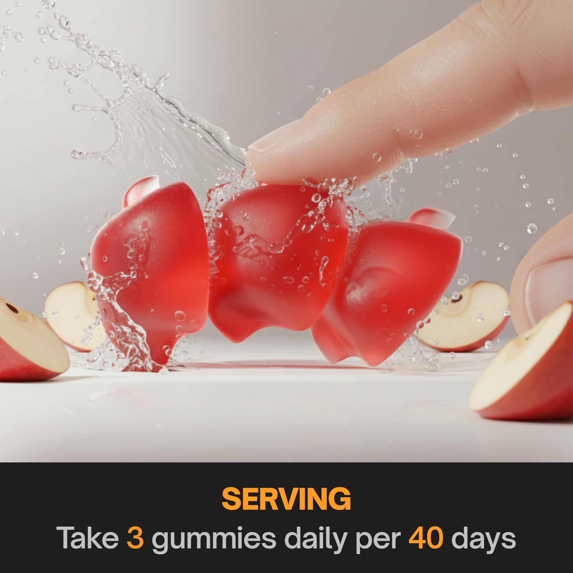 FitVitality Premium 120 Creatine Gummies – Creatine Monhydrate, Vitamin C & B6, Vegan, Non-GMO, Sugar-Free, Red Apple