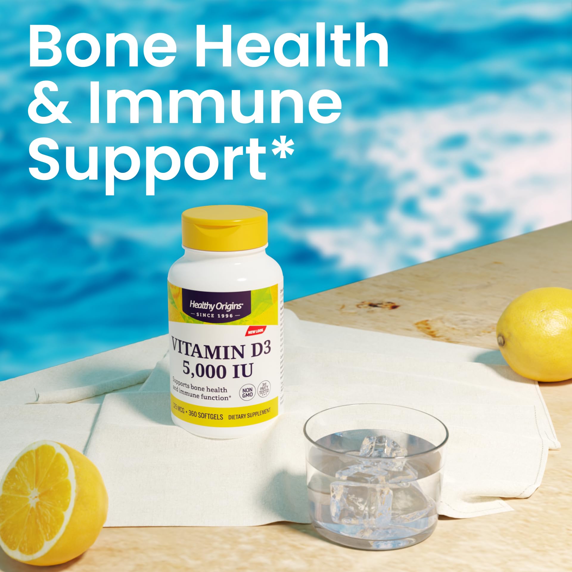 Healthy Origins Vitamin D3 5,000 IU – Non-GMO, Gluten Free, 120 Softgels