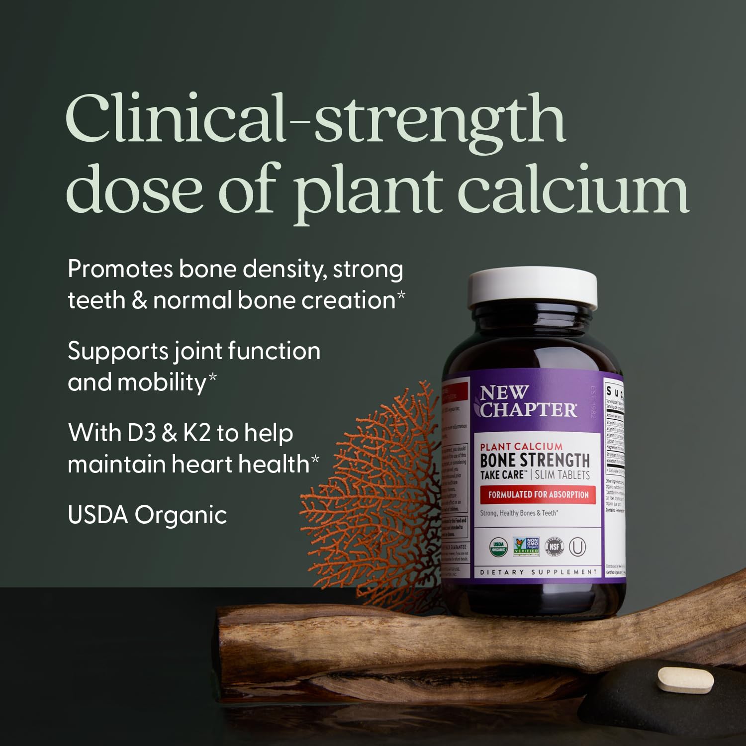 New Chapter Calcium Supplement - Organic Plant Calcium for Bone Strength (180 Count)