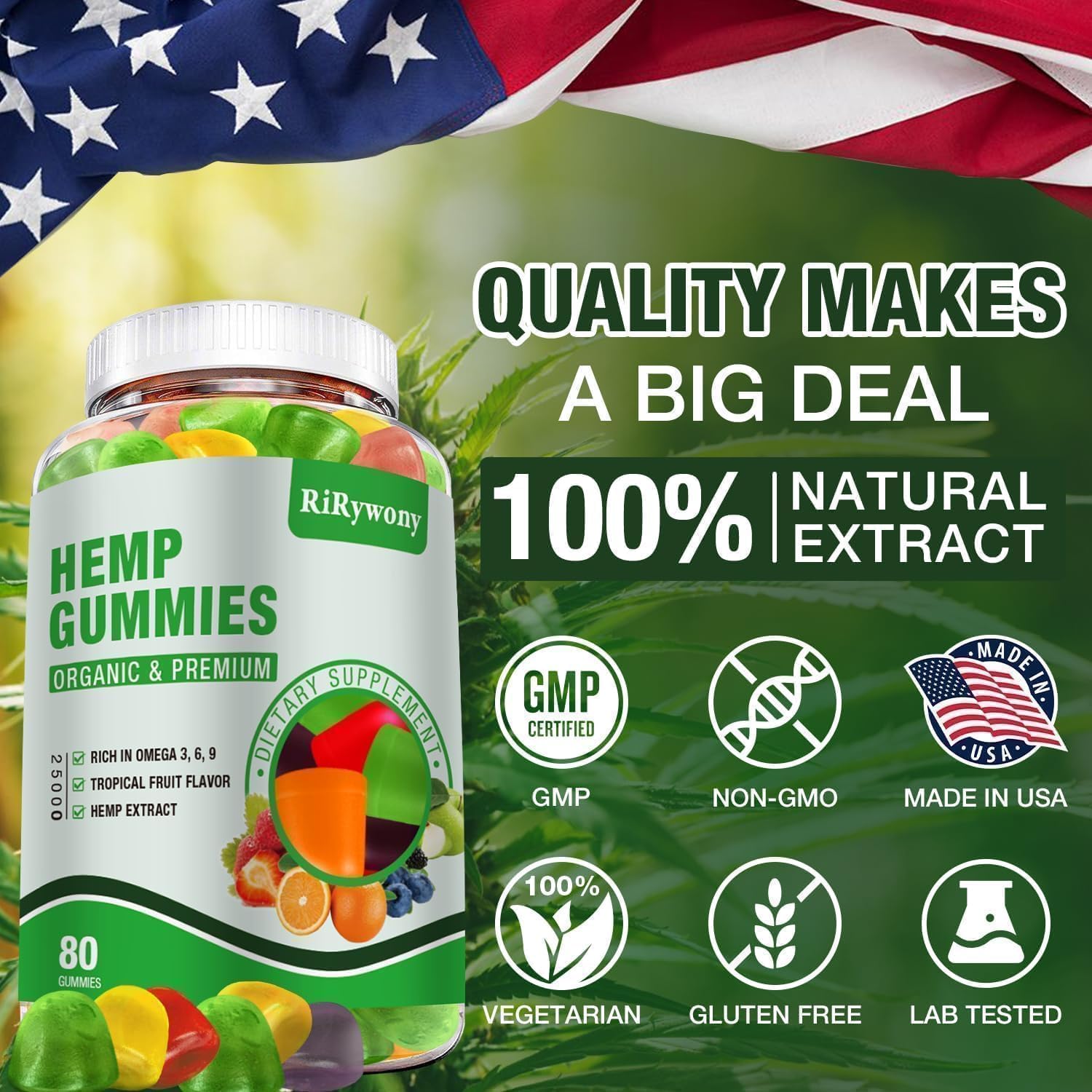 Hemp Gummies for Sleep & Anxiety – High Potency Organic Hemp Oil (240 Count)