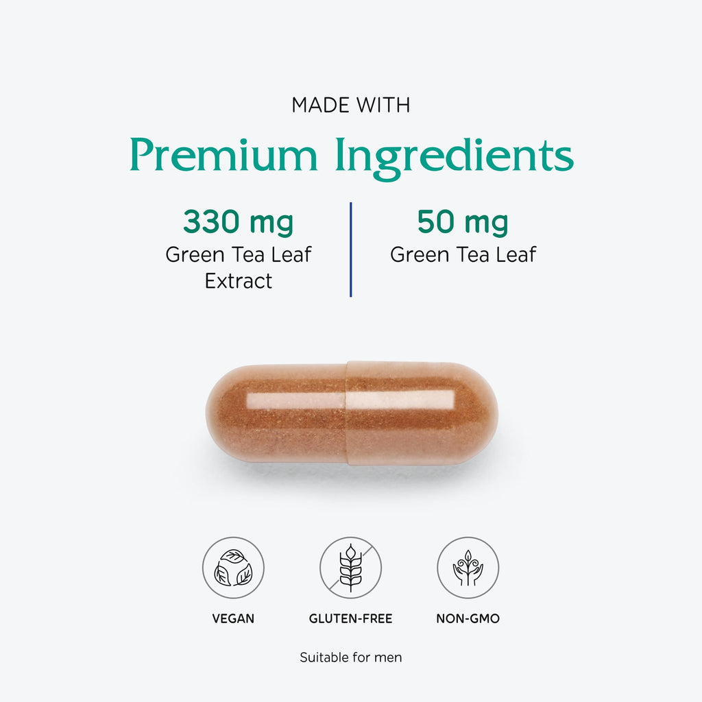 Vitanica Green Tea – 330 mg Green Tea Polyphenols | Immune & Breast Health Support | Vegan, 60 Caps