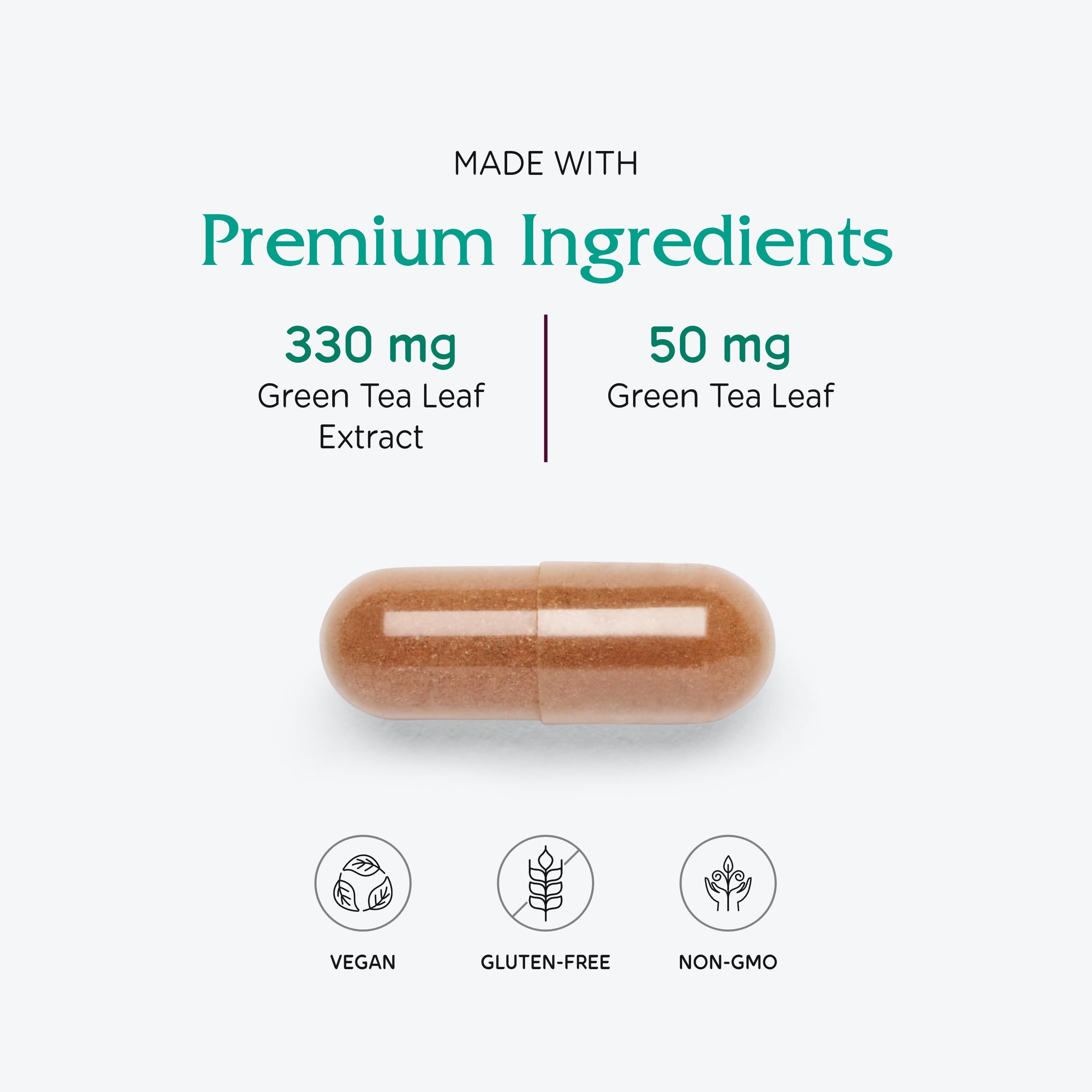 Vitanica Green Tea Extract 330mg – 45% EGCG, 80% Catechins, 98% Polyphenols | Vegan, 60 Capsules
