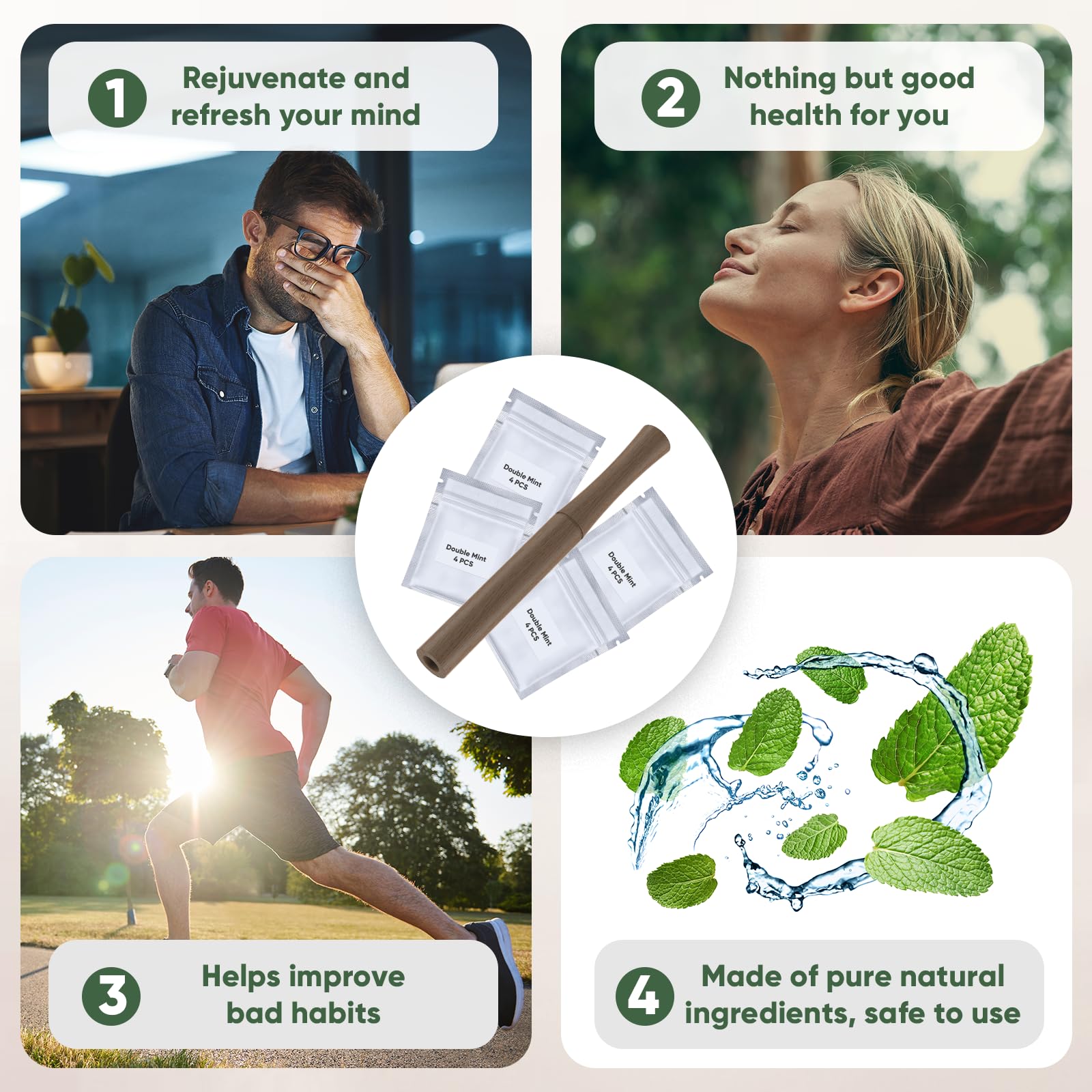 Smokeless Inhaler for Quit Smoking – 4 Inner Core Packs (Walnut)