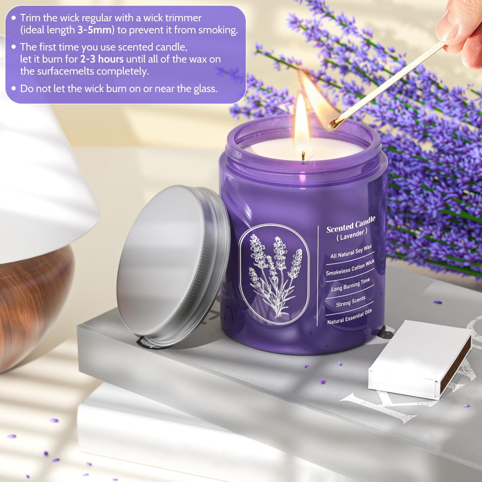 WarmEmbrace Lavender Scented Soy Candle – 7.5 oz, Long-Lasting Home Fragrance, Gifts for Mom & Girlfriend