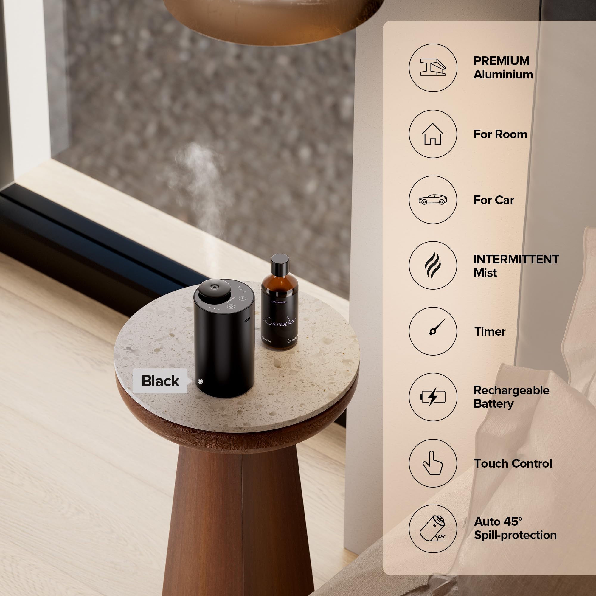 Waterless Essential Oil Diffuser Starter Kit – Ritz-C. Inspired Fragrance | USB-C Battery-Powered