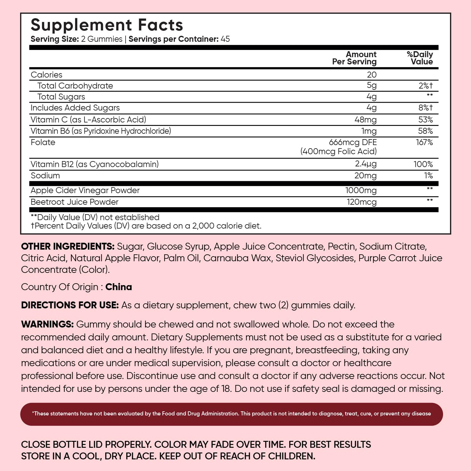 WeightWorld Apple Cider Vinegar Gummies with The Mother 1000mg – 90 Gummies