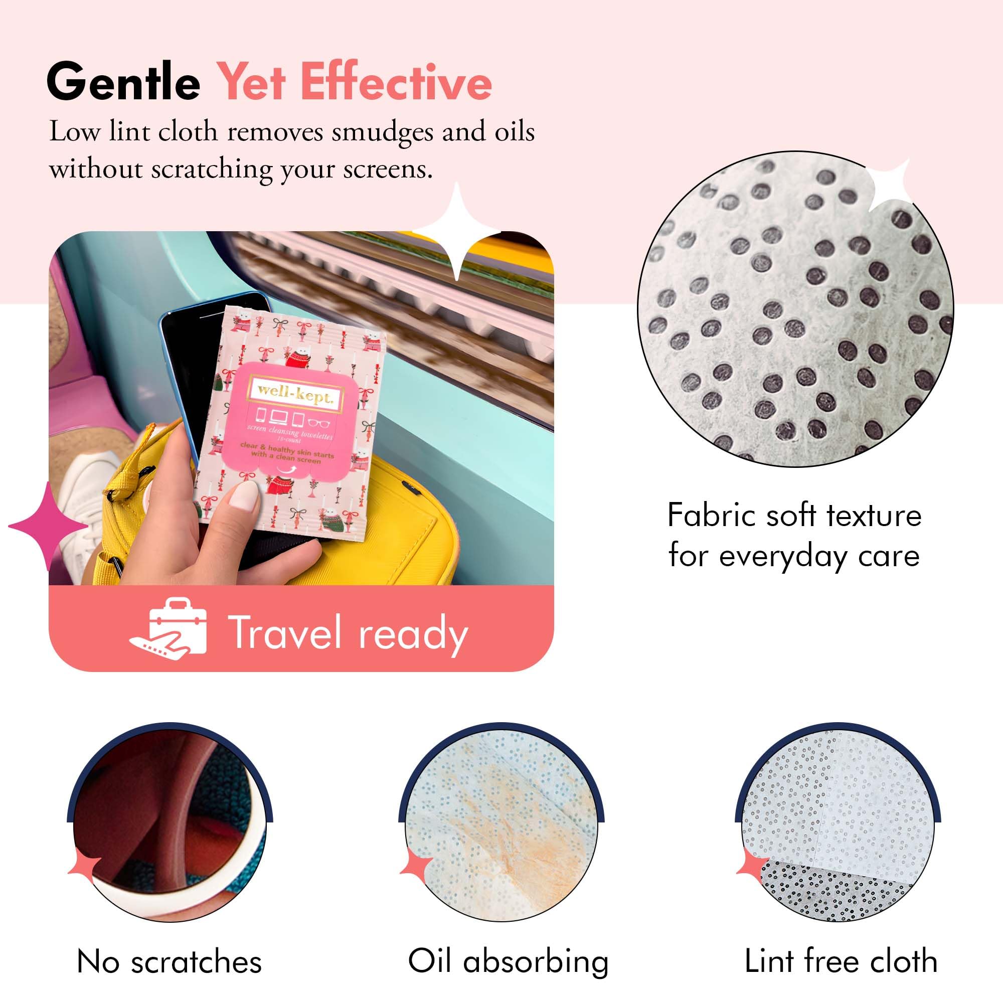 Well-Kept Tech & Lens Wipes - Eyeglass, Screen & Phone Cleaning (12 Pack, 180 Wipes) | Choupette